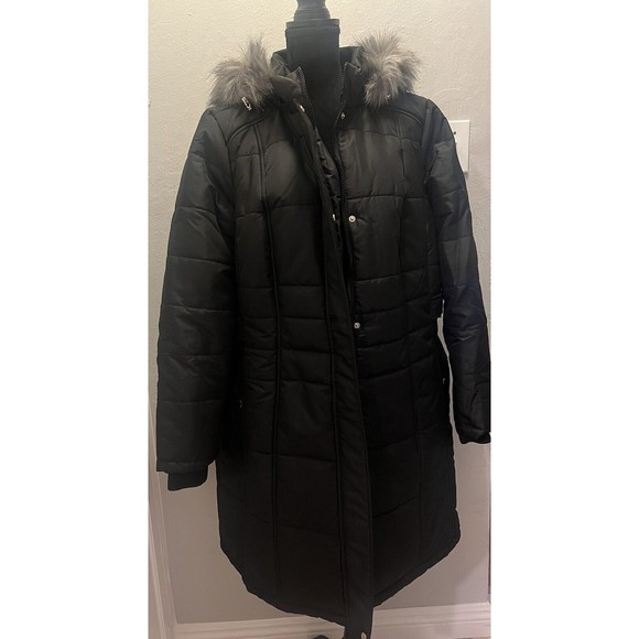 Avenue Jackets & Blazers - Avenue Side Belt Faux Fur Puffer Jacket Size 18/20 color, black NWT